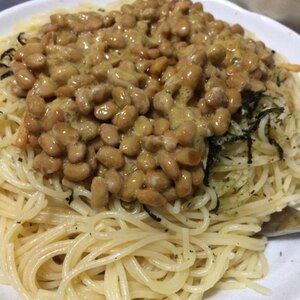 お茶漬け納豆パスタ